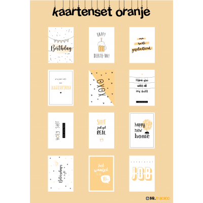 Wenskaartenset oranje (12-delig)